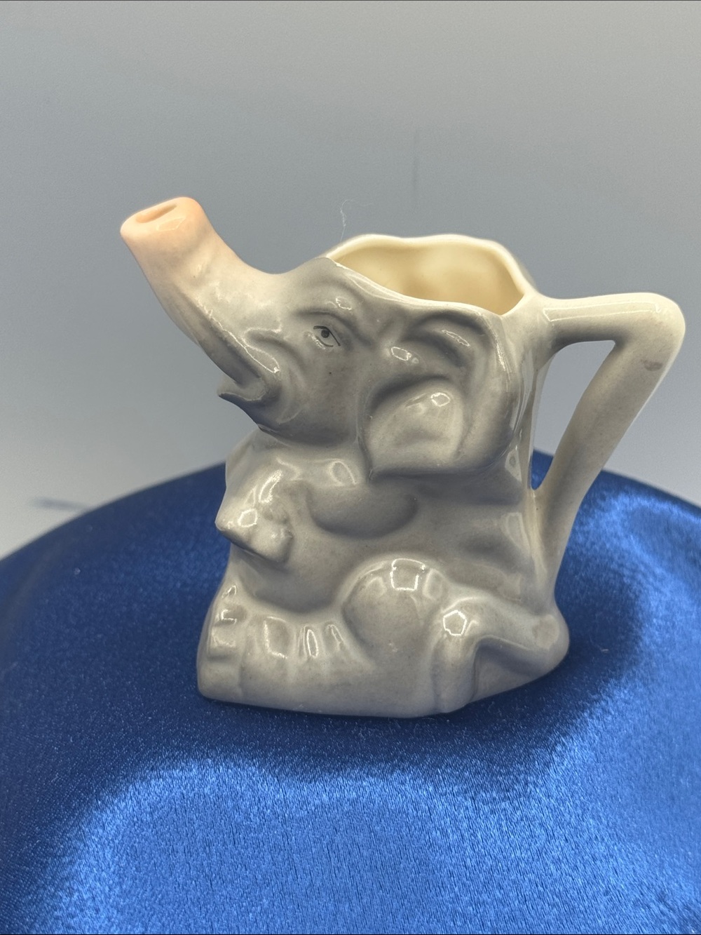 Vintage Minuature Elephant Creamer Pitcher - Gray Ceramic, Slovakia